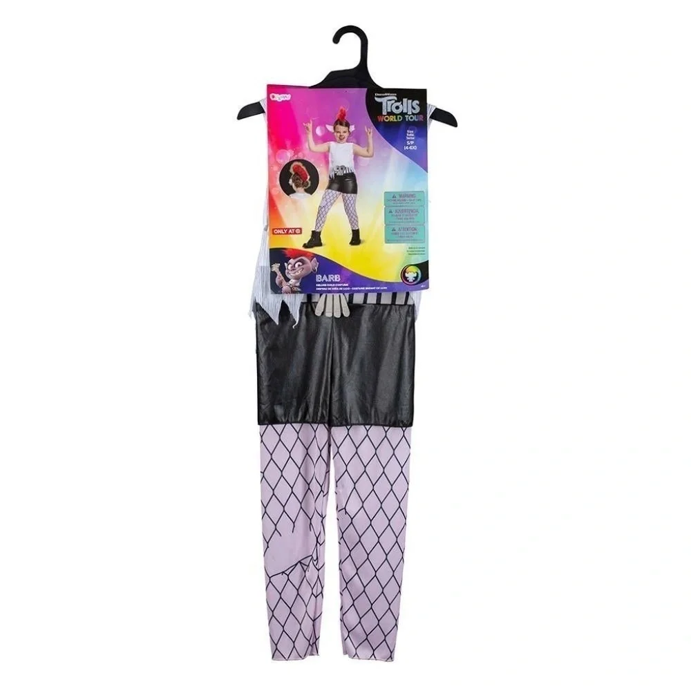 Trolls World Tour Queen Barb Costume Jumpsuit & Headpiece Small 4-6X - Picture 3 of 4